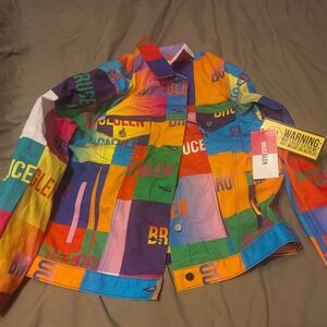 BruceGlen Logo Blocks Multicolor Denim Jacket Unisex Never Worn